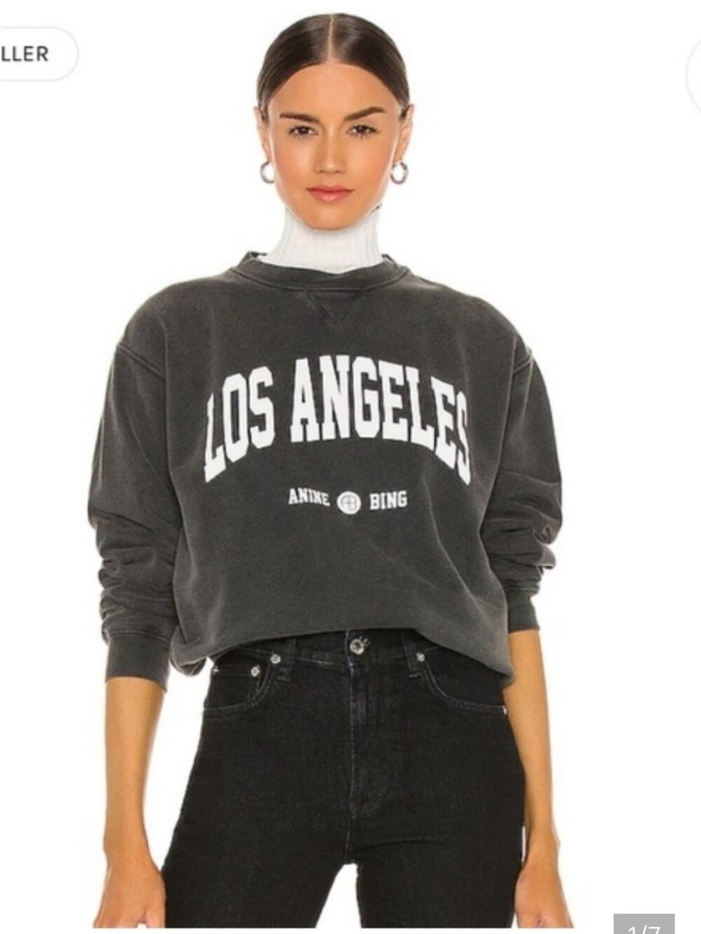 Anine Bing Ramona Los Angeles Sweatshirt organic cotton charcoal black fall Sm